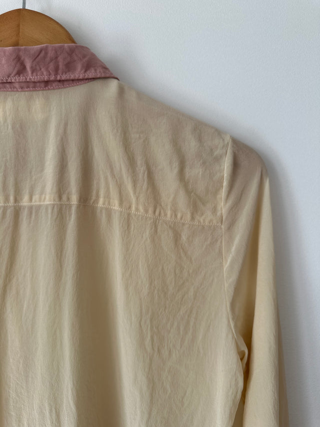 VANISHING ELEPHANT - SILK SHIRT - BUTTER CREAM / SOFT PINK - 12-Shirts-UPTOWN VINTAGE-UPTOWN LOCAL