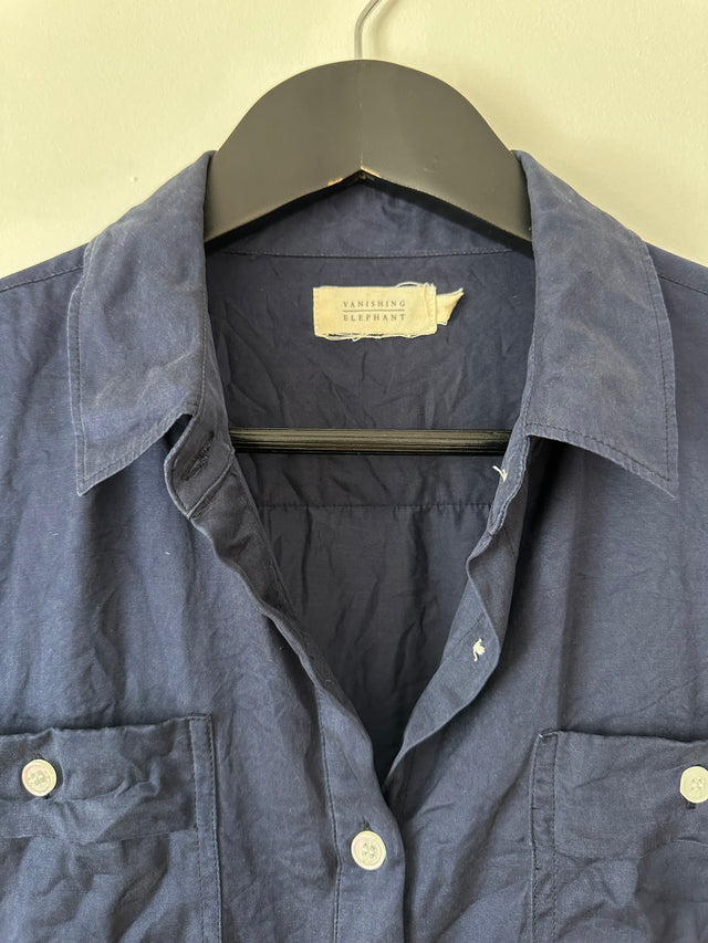 VANISHING ELEPHANT - SILK SHIRT - NAVY - 12-Shirts-UPTOWN VINTAGE-UPTOWN LOCAL