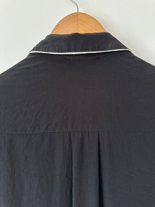 NOBODY DENIM - PIPED SILK SHIRT - BLACK / WHITE - S-Shirts-UPTOWN VINTAGE-UPTOWN LOCAL