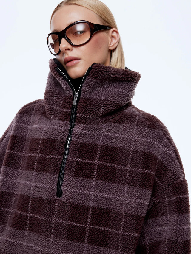 ENA PELLY - Winnie QTR Zip - Burgundy Check