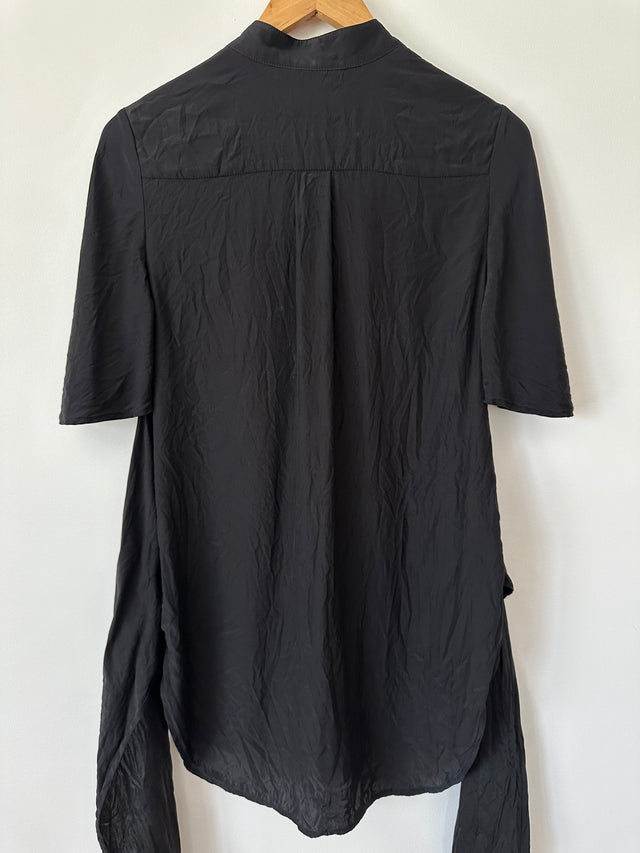SIR THE LABEL - SILK WRAP SHIRT - BLACK - 1 / S-Shirts-UPTOWN VINTAGE-UPTOWN LOCAL