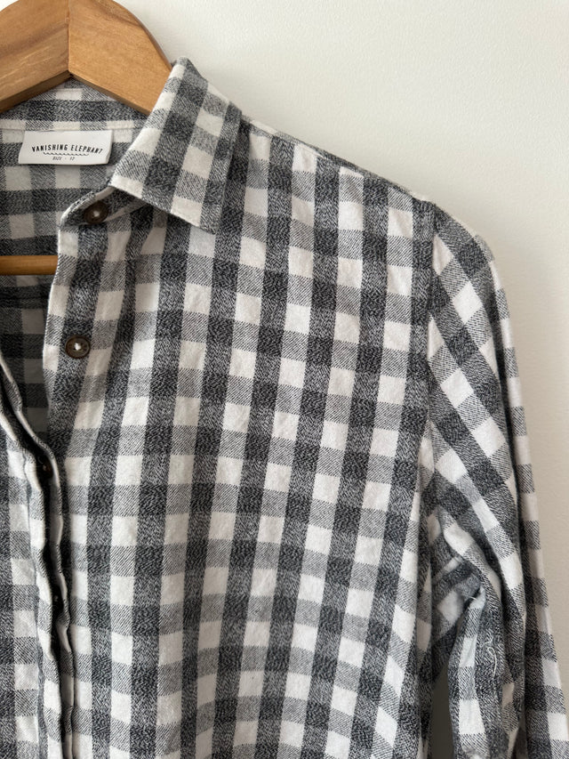 VANISHING ELEPHANT - FLANNELETTE CHECK SHIRT - CHARCOAL / WHITE - 12-Shirts-UPTOWN VINTAGE-UPTOWN LOCAL