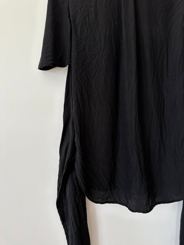 SIR THE LABEL - SILK WRAP SHIRT - BLACK - 1 / S-Shirts-UPTOWN VINTAGE-UPTOWN LOCAL