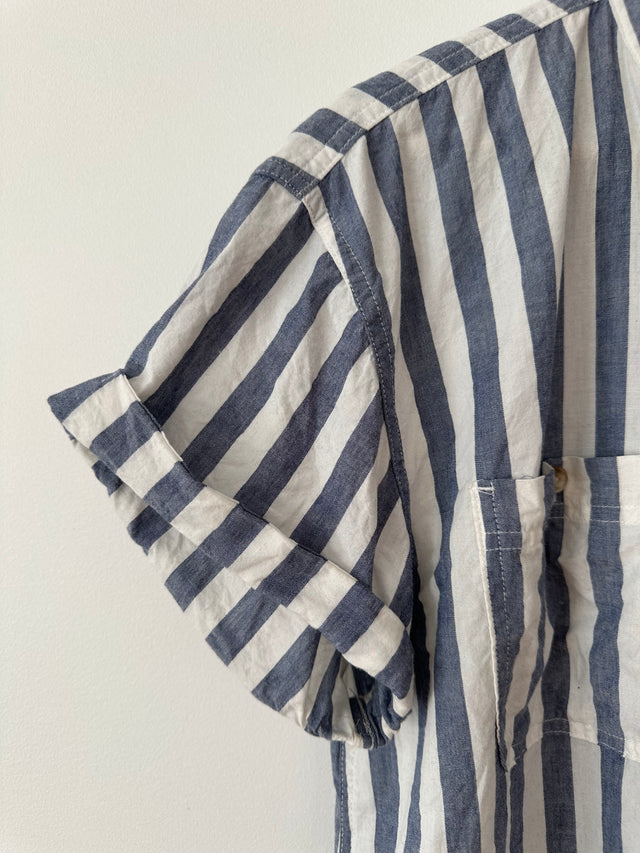 ROLLAS - SHORT SLEEVE STRIPE SHIRT - BLUE/WHITE - 10/M-Shirts-UPTOWN VINTAGE-UPTOWN LOCAL