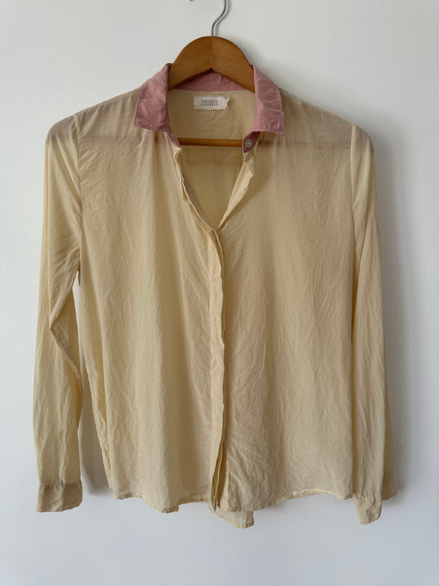 VANISHING ELEPHANT - SILK SHIRT - BUTTER CREAM / SOFT PINK - 12-Shirts-UPTOWN VINTAGE-UPTOWN LOCAL