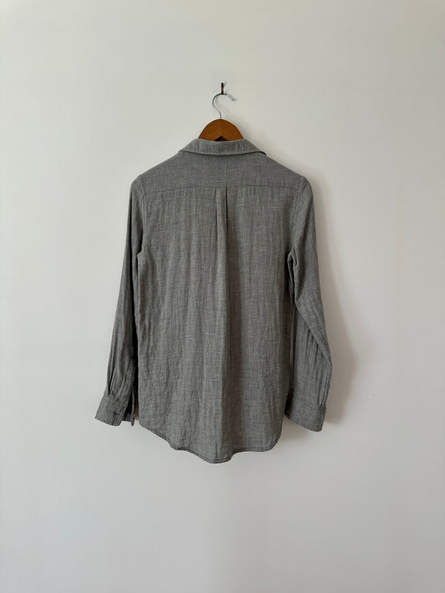 WEATHERED - LONG SLEEVE COTTON SHIRT - GREY - M-Shirts-UPTOWN VINTAGE-UPTOWN LOCAL