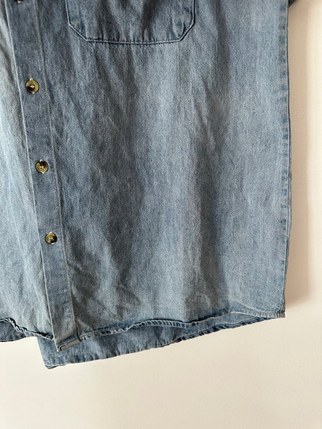 ROLLAS - SHORT SLEEVE DENIM SHIRT - WASHED BLUE - 8/S-Shirts-UPTOWN VINTAGE-UPTOWN LOCAL