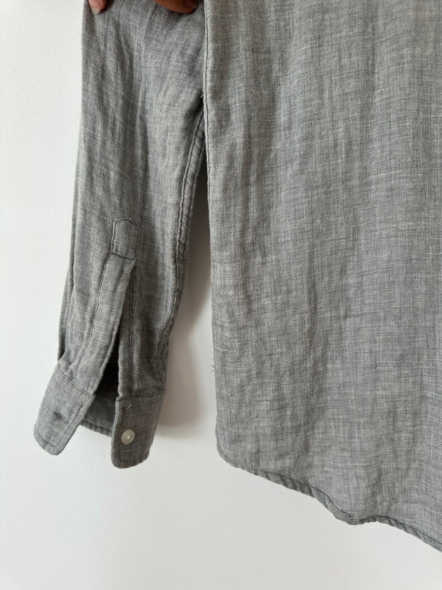 WEATHERED - LONG SLEEVE COTTON SHIRT - GREY - M-Shirts-UPTOWN VINTAGE-UPTOWN LOCAL