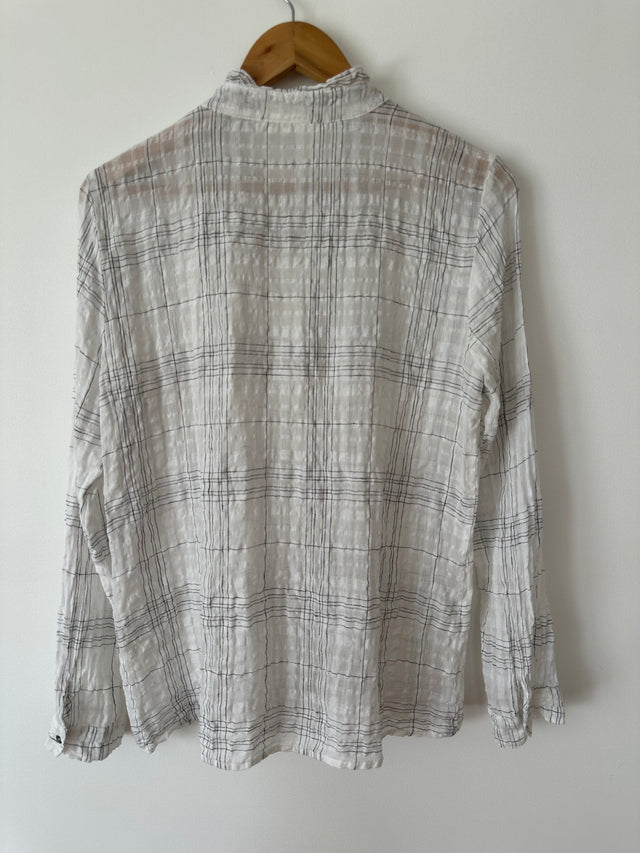 CATHERINE MURPHY - DETAILED SHIRT - WHITE / BLACK - 12-Shirts-UPTOWN VINTAGE-UPTOWN LOCAL