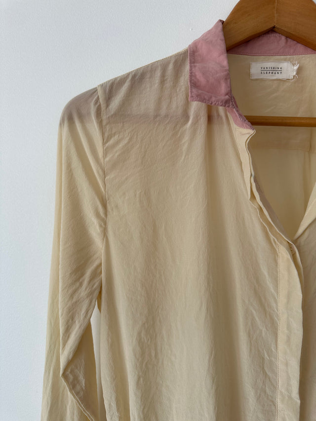 VANISHING ELEPHANT - SILK SHIRT - BUTTER CREAM / SOFT PINK - 12-Shirts-UPTOWN VINTAGE-UPTOWN LOCAL