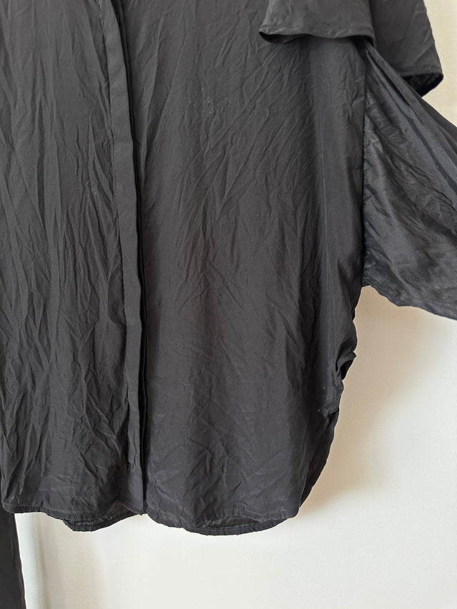 SIR THE LABEL - SILK WRAP SHIRT - BLACK - 1 / S-Shirts-UPTOWN VINTAGE-UPTOWN LOCAL