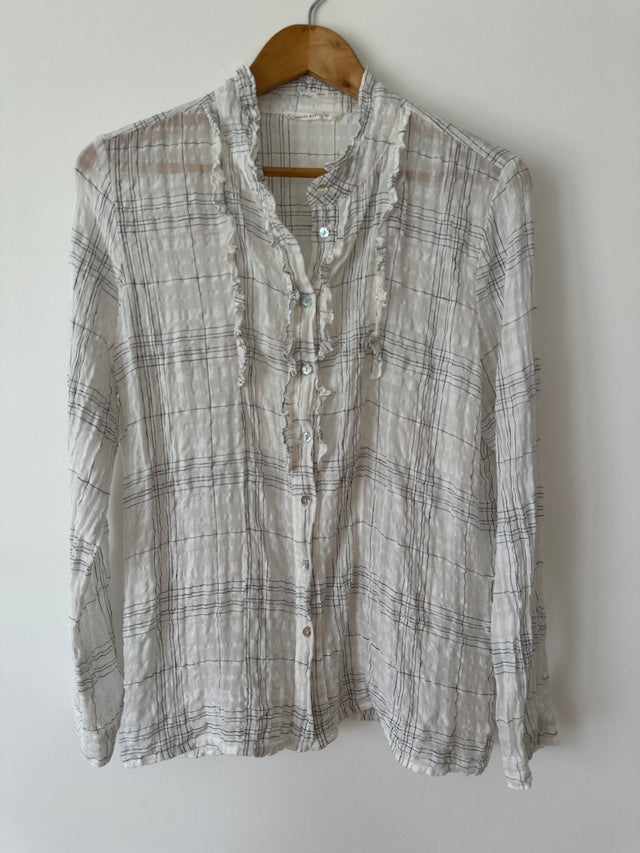 CATHERINE MURPHY - DETAILED SHIRT - WHITE / BLACK - 12-Shirts-UPTOWN VINTAGE-UPTOWN LOCAL