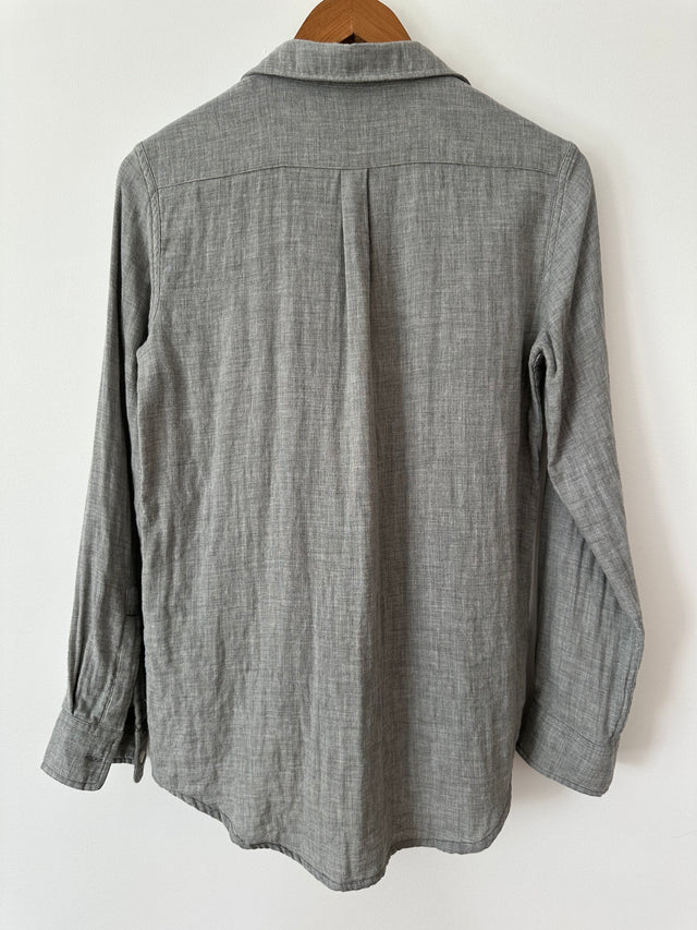 WEATHERED - LONG SLEEVE COTTON SHIRT - GREY - M-Shirts-UPTOWN VINTAGE-UPTOWN LOCAL