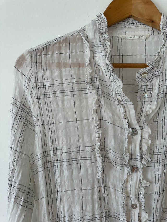 CATHERINE MURPHY - DETAILED SHIRT - WHITE / BLACK - 12-Shirts-UPTOWN VINTAGE-UPTOWN LOCAL