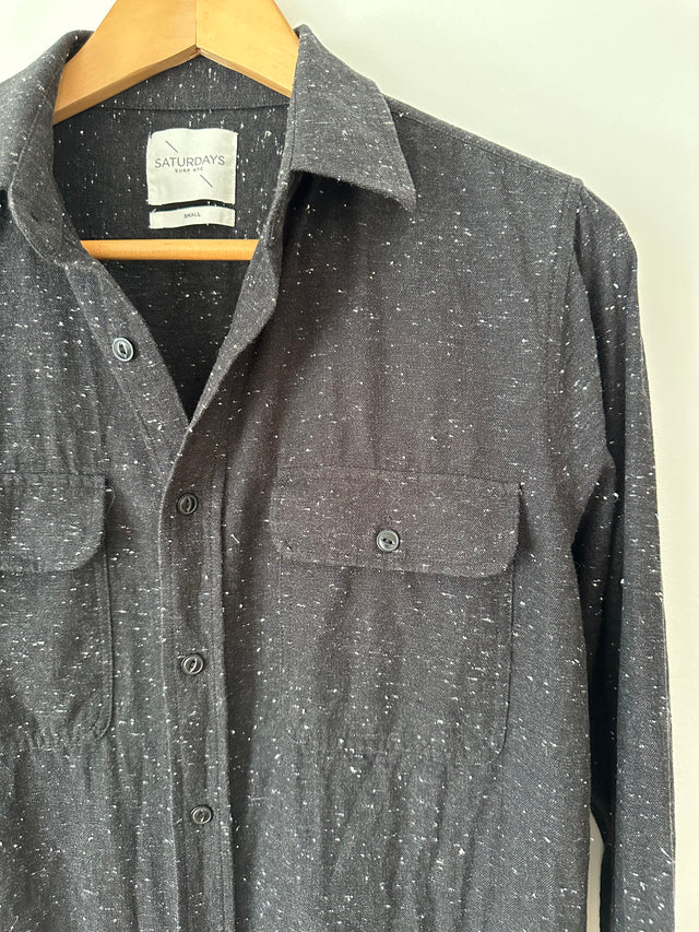 SATURDAYS NYC - COTTON SHIRT - BLACK - S-Shirts-UPTOWN VINTAGE-UPTOWN LOCAL
