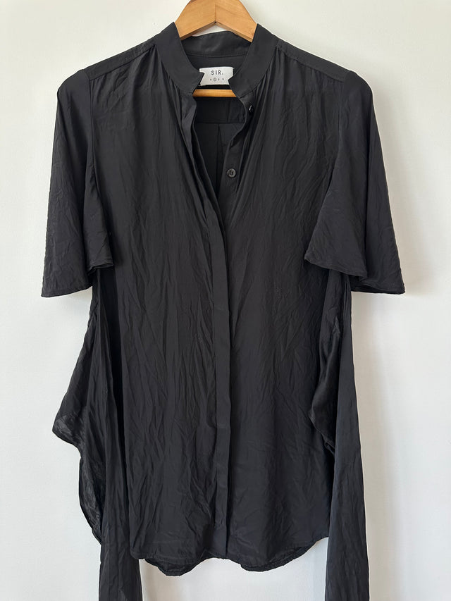 SIR THE LABEL - SILK WRAP SHIRT - BLACK - 1 / S-Shirts-UPTOWN VINTAGE-UPTOWN LOCAL