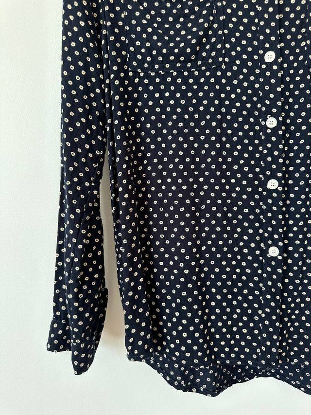 VANISHING ELEPHANT - SOFT COTTON / RAYON SHIRT - NAVY / WHITE SPOT - 10-Shirts-UPTOWN VINTAGE-UPTOWN LOCAL