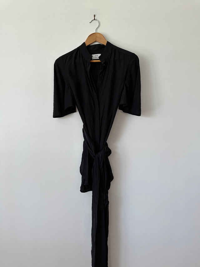 SIR THE LABEL - SILK WRAP SHIRT - BLACK - 1 / S-Shirts-UPTOWN VINTAGE-UPTOWN LOCAL