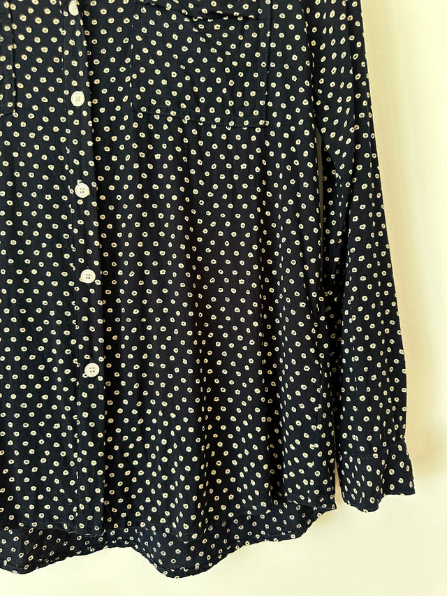 VANISHING ELEPHANT - SOFT COTTON / RAYON SHIRT - NAVY / WHITE SPOT - 10-Shirts-UPTOWN VINTAGE-UPTOWN LOCAL