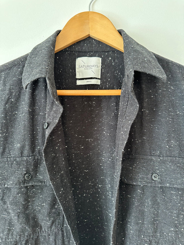 SATURDAYS NYC - COTTON SHIRT - BLACK - S-Shirts-UPTOWN VINTAGE-UPTOWN LOCAL