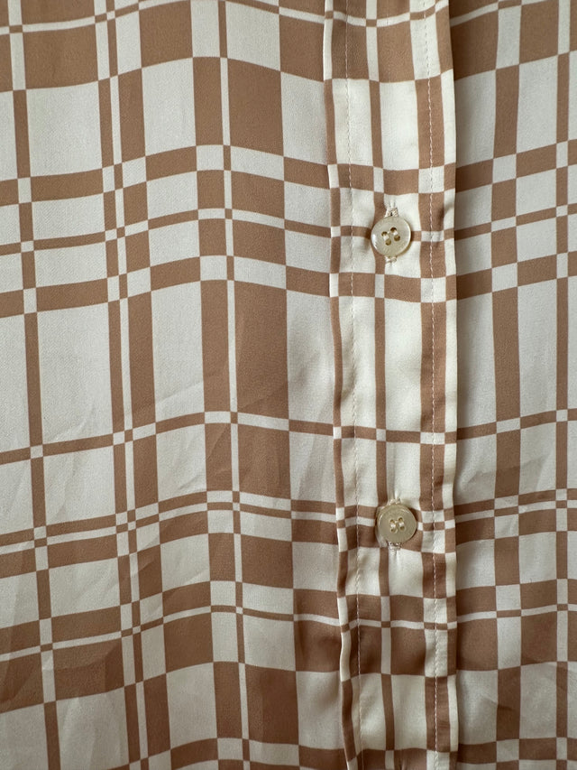 HANSEN & GRETEL - GEO CHECK OVERSIZED SHIRT - GOLD - M-Shirts-UPTOWN VINTAGE-UPTOWN LOCAL