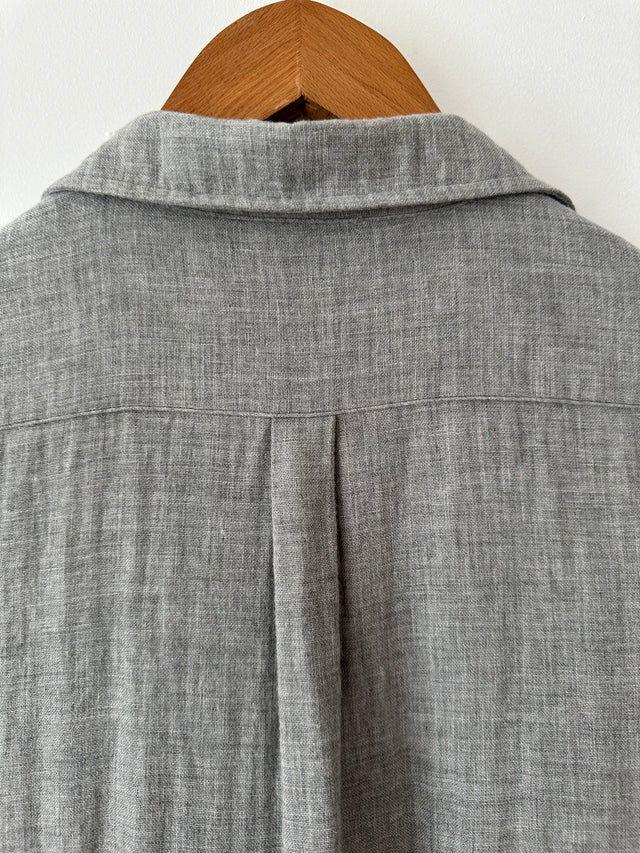 WEATHERED - LONG SLEEVE COTTON SHIRT - GREY - M-Shirts-UPTOWN VINTAGE-UPTOWN LOCAL