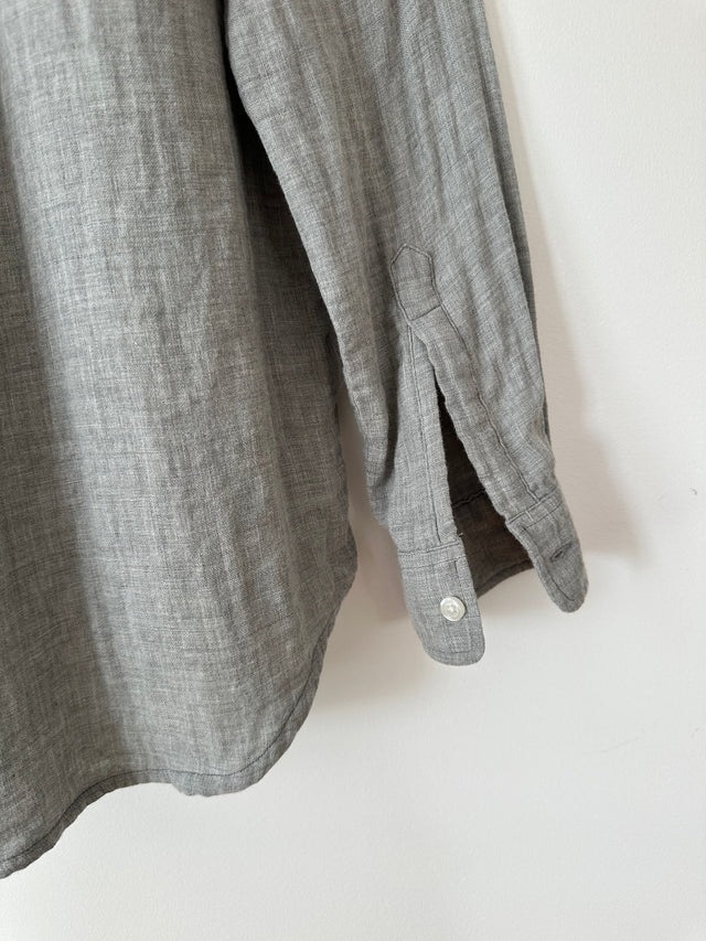 WEATHERED - LONG SLEEVE COTTON SHIRT - GREY - M-Shirts-UPTOWN VINTAGE-UPTOWN LOCAL