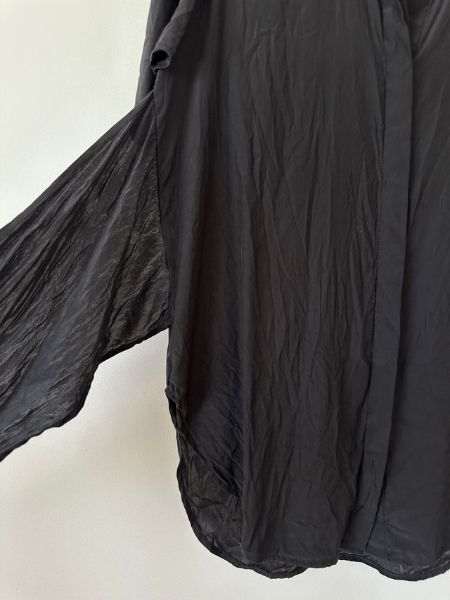 SIR THE LABEL - SILK WRAP SHIRT - BLACK - 1 / S-Shirts-UPTOWN VINTAGE-UPTOWN LOCAL