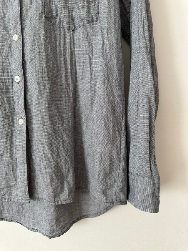 WEATHERED - LONG SLEEVE COTTON SHIRT - NAVY/CHARCOAL - M-Shirts-UPTOWN VINTAGE-UPTOWN LOCAL