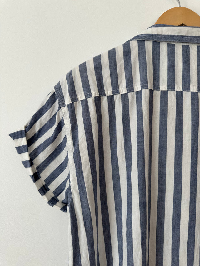 ROLLAS - SHORT SLEEVE STRIPE SHIRT - BLUE/WHITE - 10/M-Shirts-UPTOWN VINTAGE-UPTOWN LOCAL