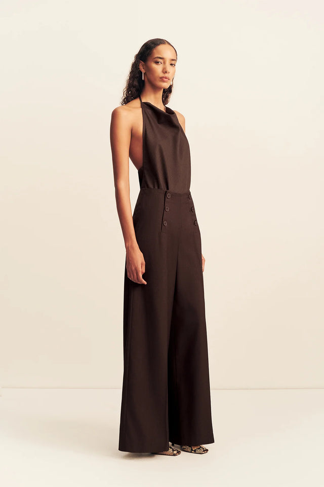 SHONA JOY - Asher Button Wide Leg Pant - Ristretto