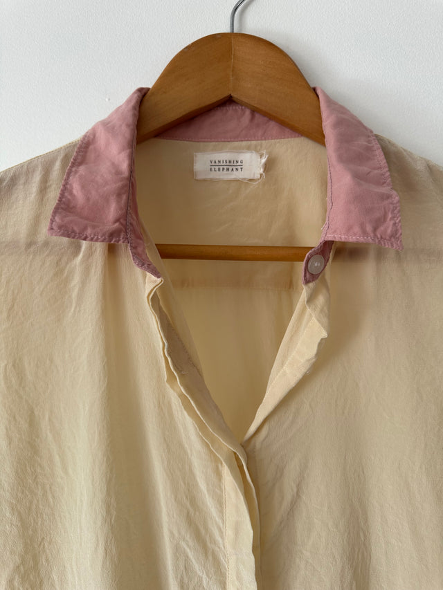 VANISHING ELEPHANT - SILK SHIRT - BUTTER CREAM / SOFT PINK - 12-Shirts-UPTOWN VINTAGE-UPTOWN LOCAL