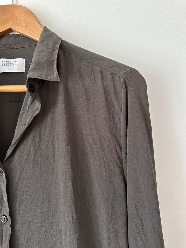 VANISHING ELEPHANT - SILK SHIRT - CHARCOAL - 12-Shirts-UPTOWN VINTAGE-UPTOWN LOCAL