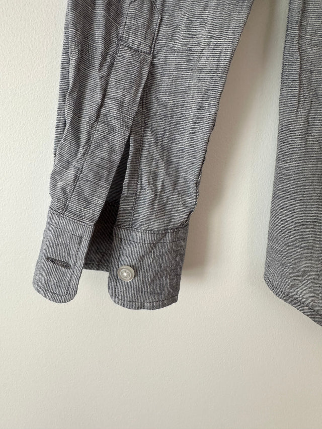 WEATHERED - LONG SLEEVE COTTON SHIRT - NAVY/CHARCOAL - M-Shirts-UPTOWN VINTAGE-UPTOWN LOCAL