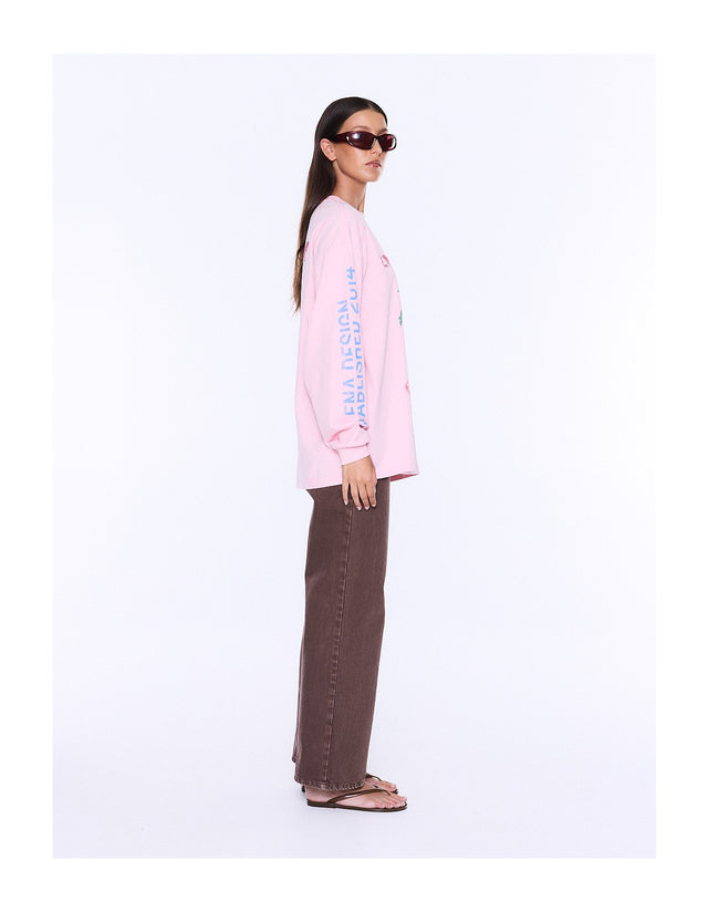 ENA PELLY - Harley Long Sleeve Cuffed Tee - Blush Pink