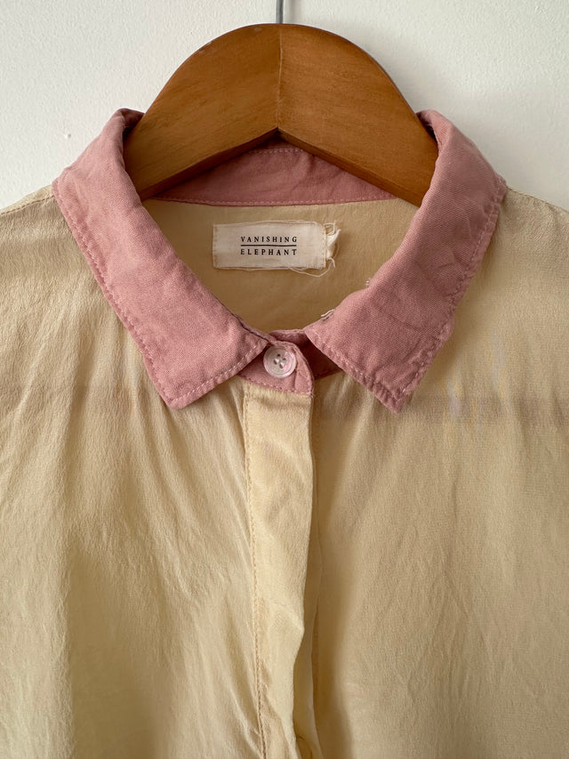 VANISHING ELEPHANT - SILK SHIRT - BUTTER CREAM / SOFT PINK - 12-Shirts-UPTOWN VINTAGE-UPTOWN LOCAL