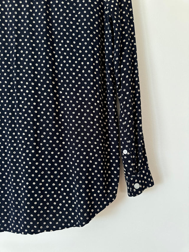 VANISHING ELEPHANT - SOFT COTTON / RAYON SHIRT - NAVY / WHITE SPOT - 10-Shirts-UPTOWN VINTAGE-UPTOWN LOCAL