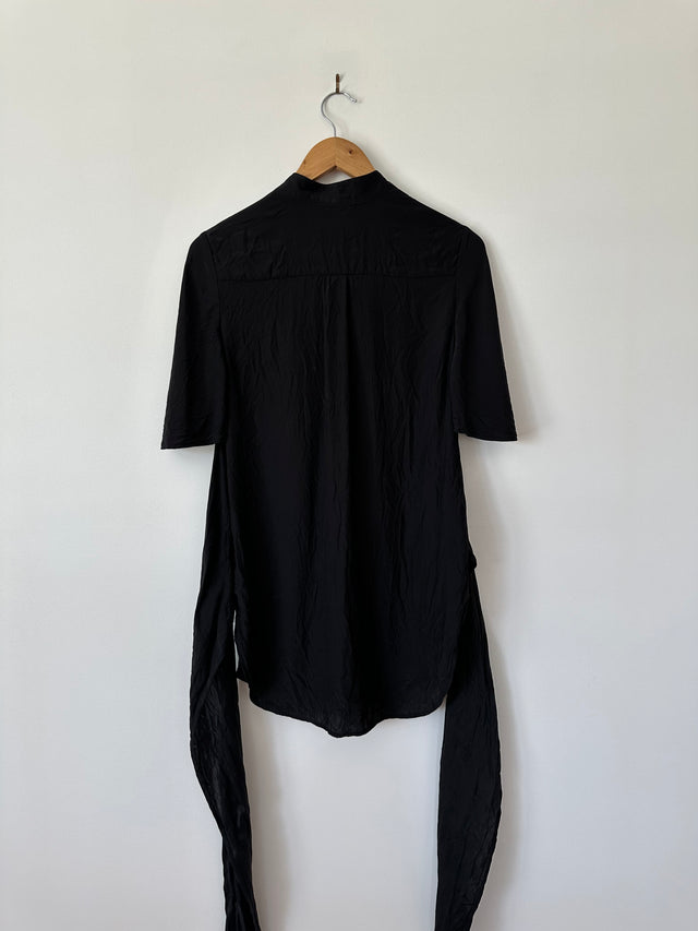 SIR THE LABEL - SILK WRAP SHIRT - BLACK - 1 / S-Shirts-UPTOWN VINTAGE-UPTOWN LOCAL