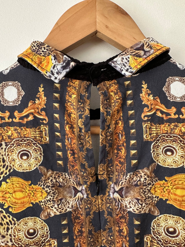 MAURIE & EVE - TIGER PINT PEPLUM TOP - BLACK / GOLD - 10-Shirts-UPTOWN VINTAGE-UPTOWN LOCAL