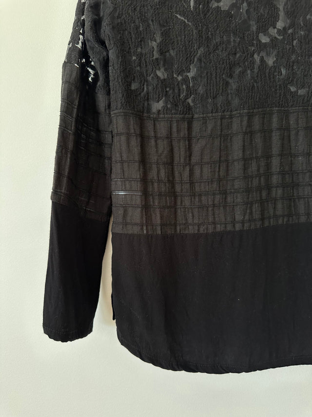 VIKTORIA & WOODS - LACE DETAILED TOP - BLACK - 2 / M-Shirts-UPTOWN VINTAGE-UPTOWN LOCAL