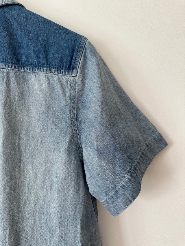 ROLLAS - SHORT SLEEVE DENIM SHIRT - WASHED BLUE - 8/S-Shirts-UPTOWN VINTAGE-UPTOWN LOCAL