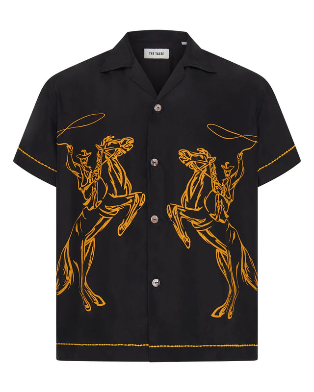 THE TALES - Cowboy Silk Shirt - Black-Shirts & Tops-The Tales-XS-UPTOWN LOCAL