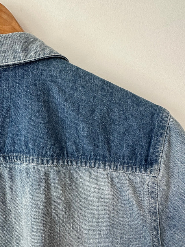 ROLLAS - SHORT SLEEVE DENIM SHIRT - WASHED BLUE - 8/S-Shirts-UPTOWN VINTAGE-UPTOWN LOCAL