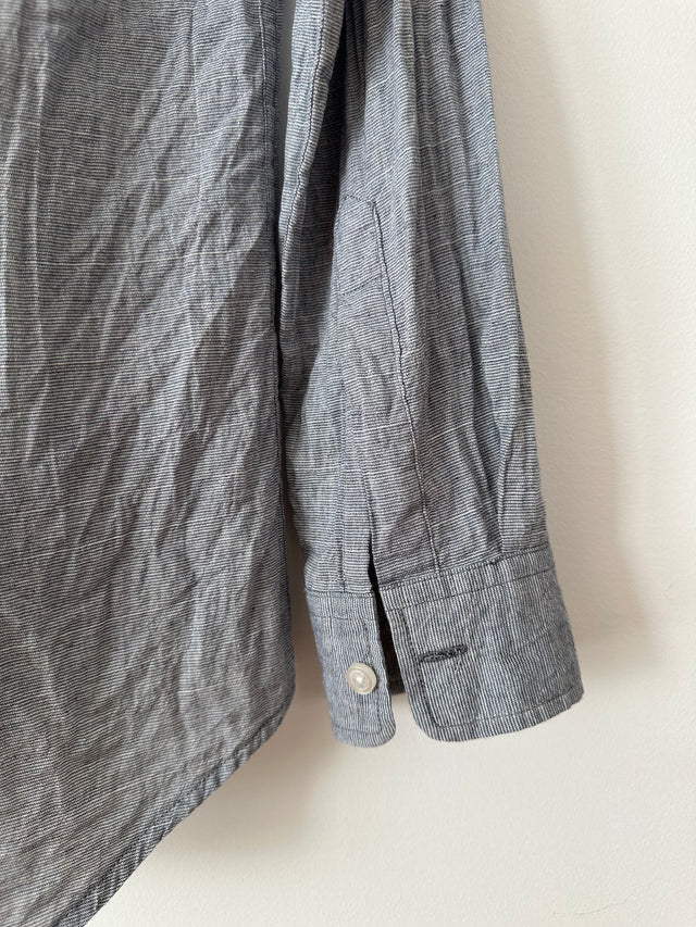 WEATHERED - LONG SLEEVE COTTON SHIRT - NAVY/CHARCOAL - M-Shirts-UPTOWN VINTAGE-UPTOWN LOCAL