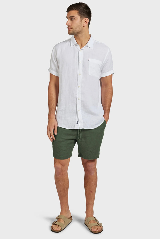 Riviera Linen Short - Oil Green-Shorts-Academy Brand-30-UPTOWN LOCAL