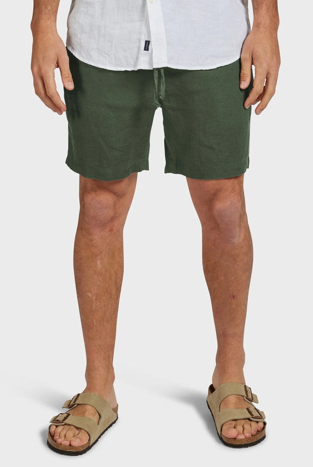 Riviera Linen Short - Oil Green-Shorts-Academy Brand-30-UPTOWN LOCAL