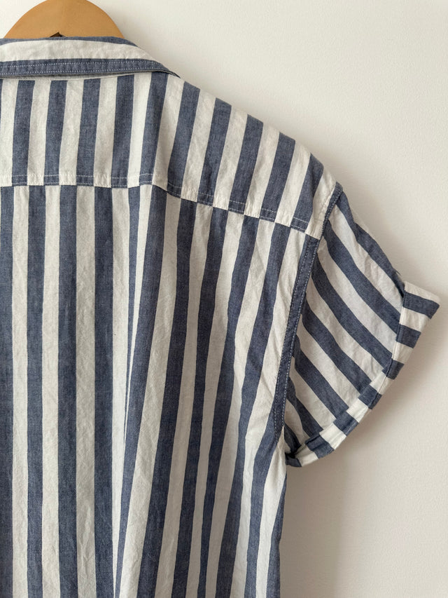 ROLLAS - SHORT SLEEVE STRIPE SHIRT - BLUE/WHITE - 10/M-Shirts-UPTOWN VINTAGE-UPTOWN LOCAL