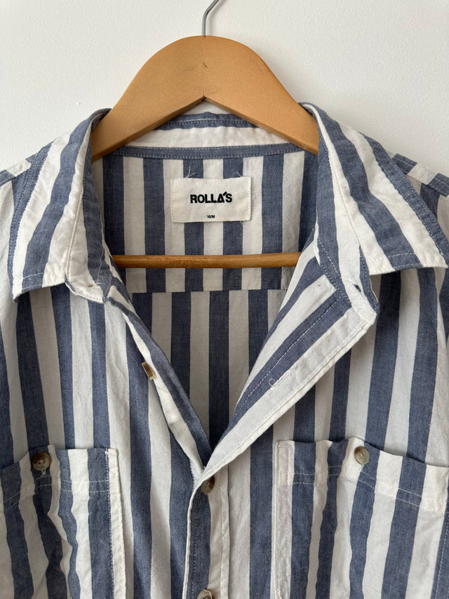 ROLLAS - SHORT SLEEVE STRIPE SHIRT - BLUE/WHITE - 10/M-Shirts-UPTOWN VINTAGE-UPTOWN LOCAL