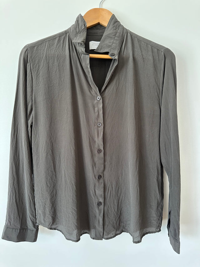 VANISHING ELEPHANT - SILK SHIRT - CHARCOAL - 12-Shirts-UPTOWN VINTAGE-UPTOWN LOCAL