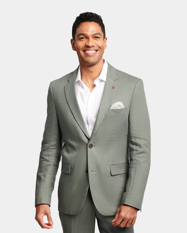 Sleek Linen Blazer - Army-Blazer-Brooksfield-38-UPTOWN LOCAL